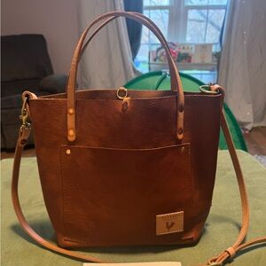 Meanwhile Back on the Farm Saddle Leather Small Tote